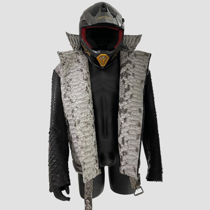 King python leather biker jacket