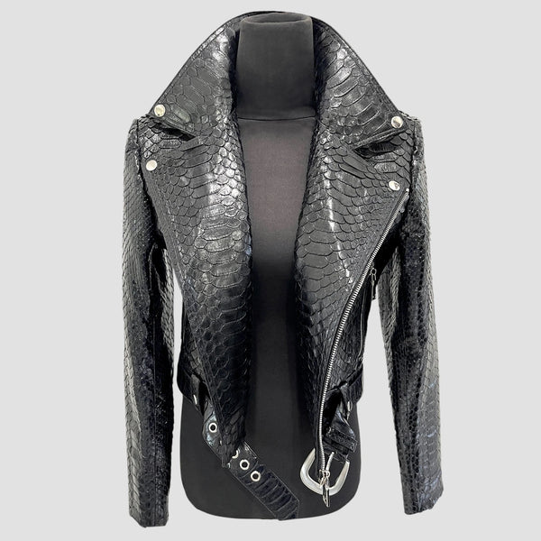 PYTHON LEATHER BIKER JACKET