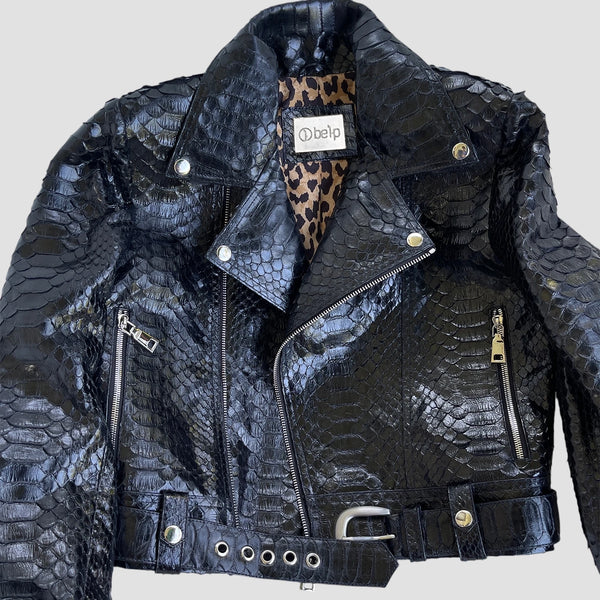 PYTHON LEATHER BIKER JACKET