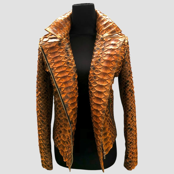 KING PYTHON LEATHER BIKER JACKET