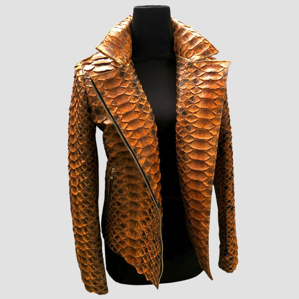KING PYTHON LEATHER BIKER JACKET