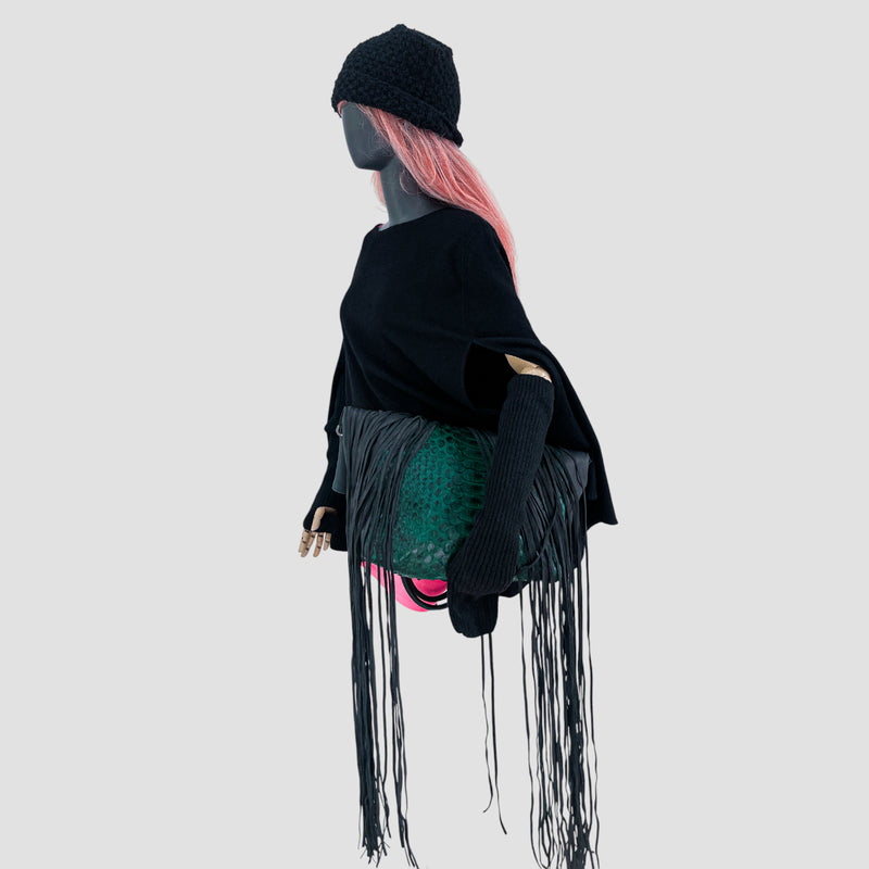 Python leather tote bag