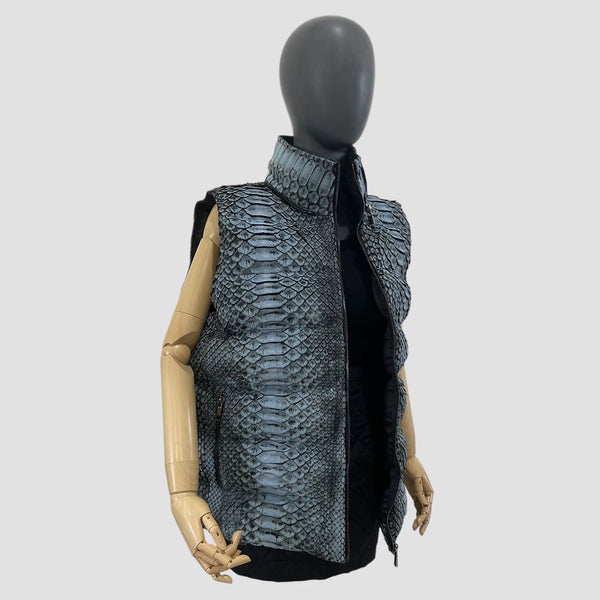 WOMAN'S KING PYTHON LEATHER DUCK DOWN VEST