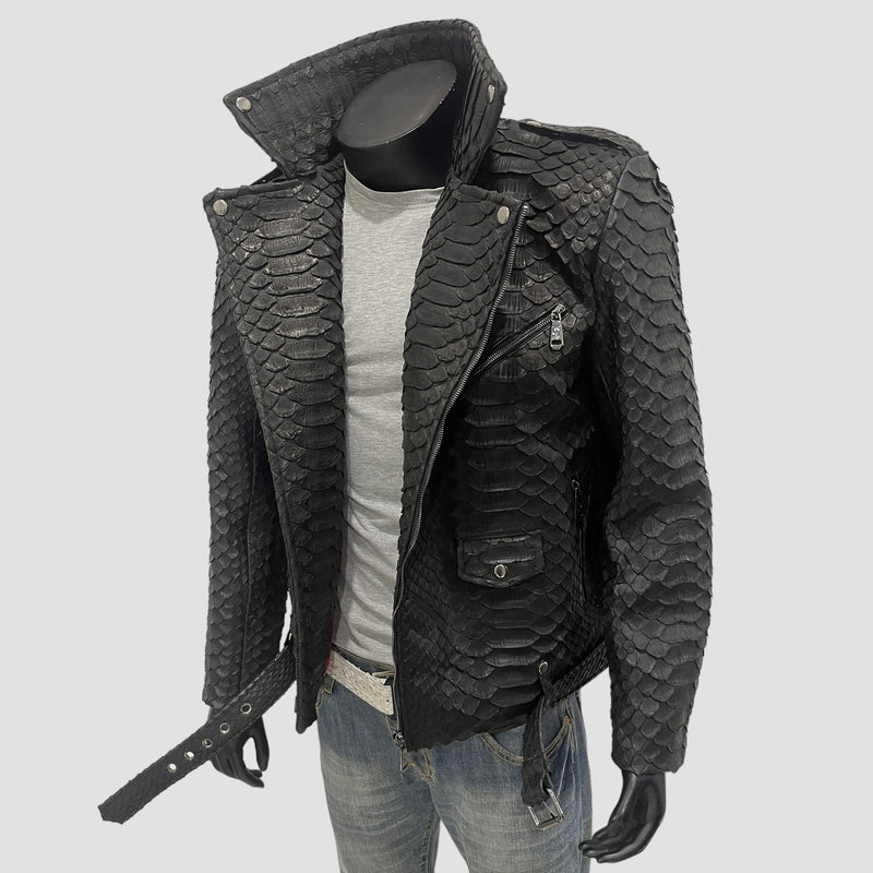 Dragon python leather biker jacket