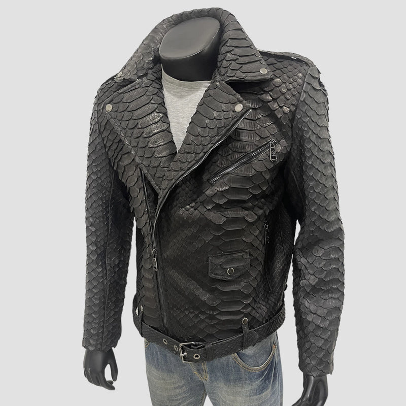 Dragon python leather biker jacket