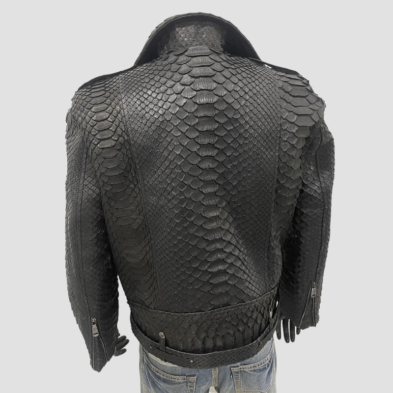 Dragon python leather biker jacket