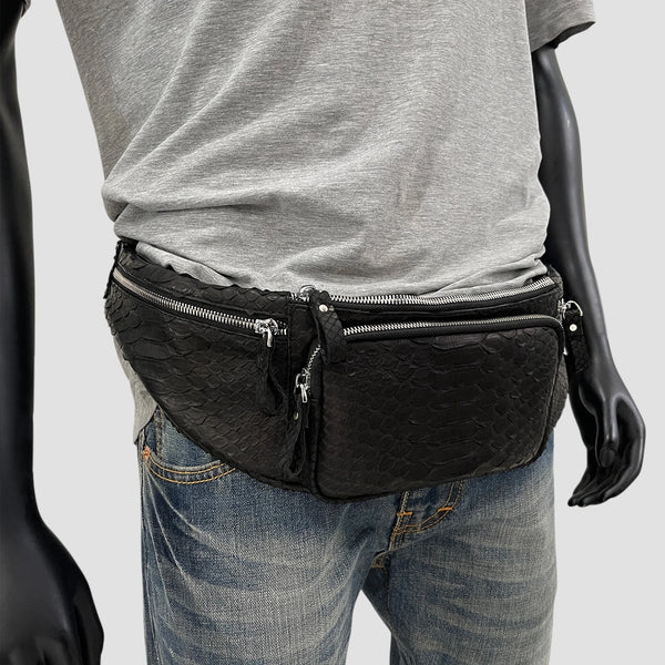 PYTHON LEATHER BELT BAG