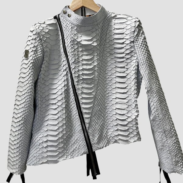 KING PYTHON LEATHER BIKER JACKET