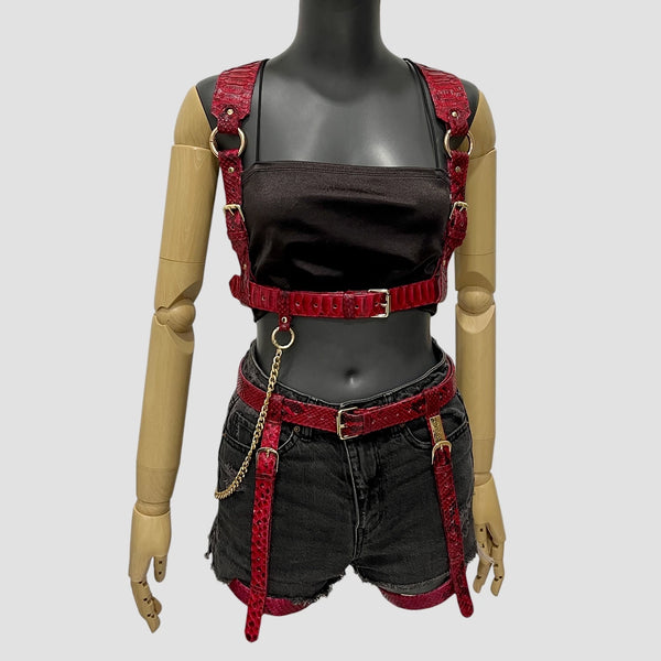 PYTHON LEATHER BODY HARNESS SET