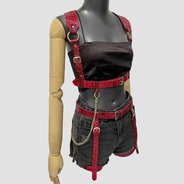 PYTHON LEATHER BODY HARNESS SET