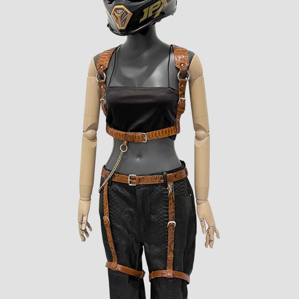 PYTHON LEATHER BODY HARNESS SET