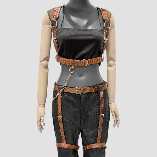 PYTHON LEATHER BODY HARNESS SET