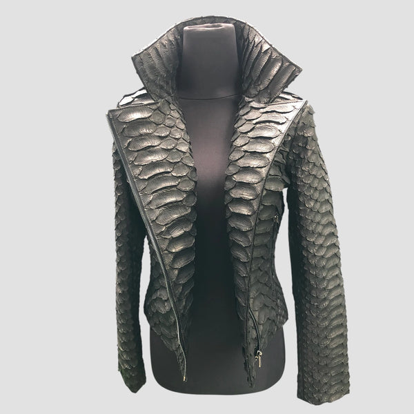 KING PYTHON LEATHER BIKER JACKET