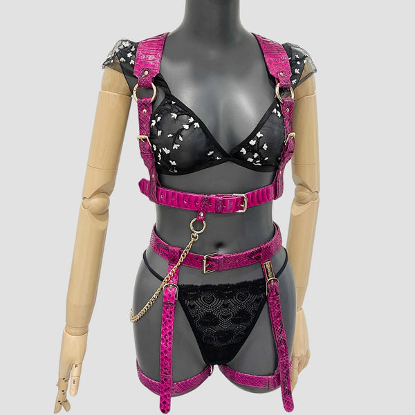 PYTHON LEATHER BODY HARNESS SET
