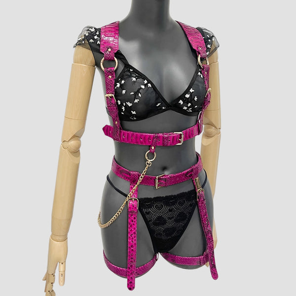 PYTHON LEATHER BODY HARNESS SET