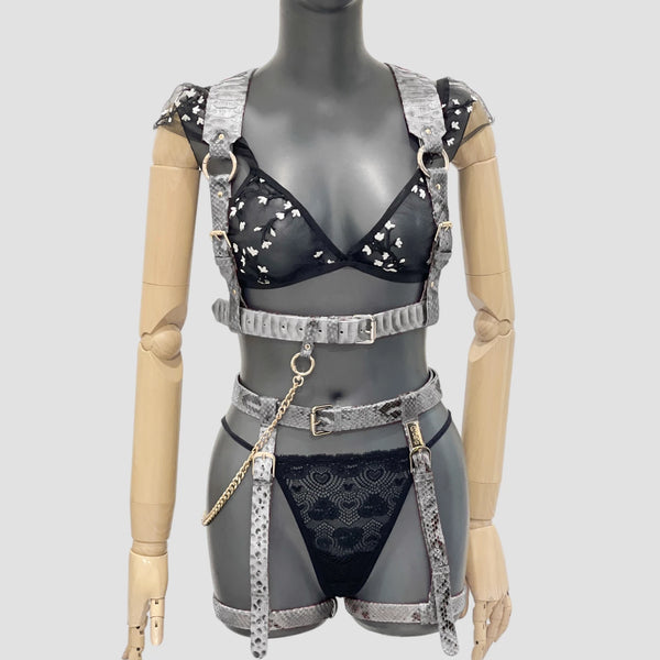 PYTHON LEATHER BODY HARNESS SET