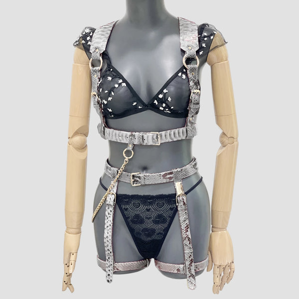 PYTHON LEATHER BODY HARNESS SET