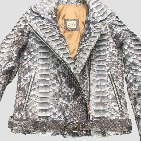 KING PYTHON LEATHER BIKER JACKET