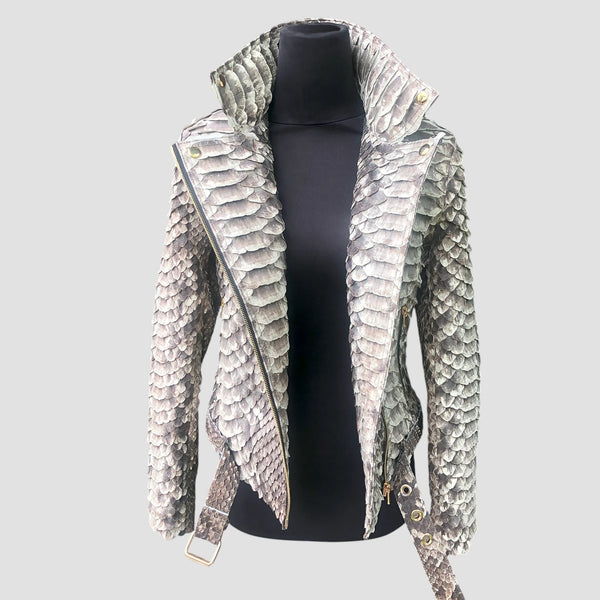 KING PYTHON LEATHER BIKER JACKET