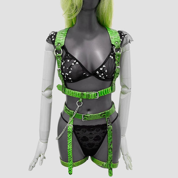 PYTHON LEATHER BODY HARNESS SET