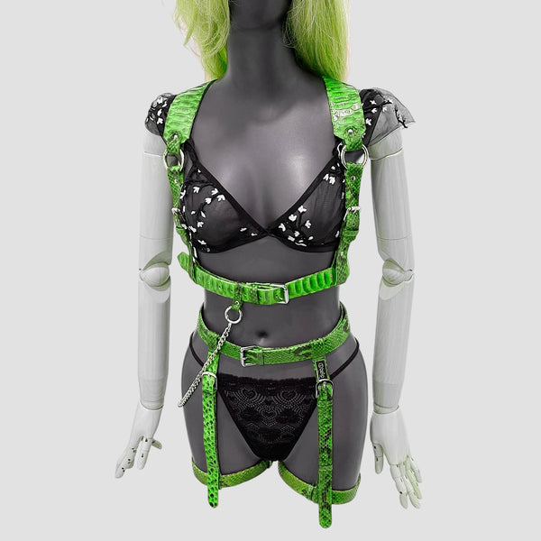 PYTHON LEATHER BODY HARNESS SET