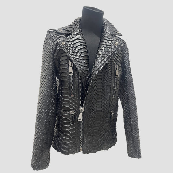 KING PYTHON LEATHER JACKET BACK ZIPPERS