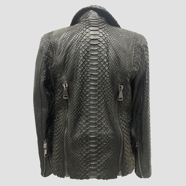 KING PYTHON LEATHER JACKET BACK ZIPPERS