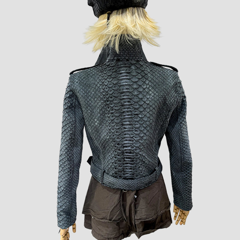 King python leather biker jacket antique
