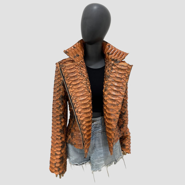 KING PYTHON LEATHER BIKER JACKET