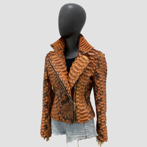 KING PYTHON LEATHER BIKER JACKET