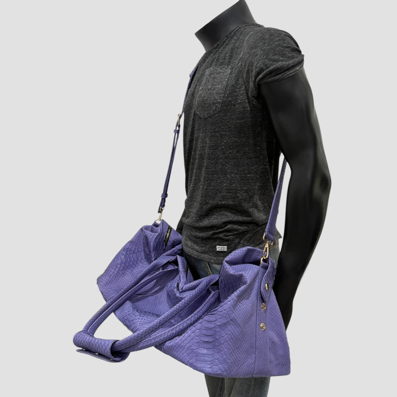 Python leather duffel bag