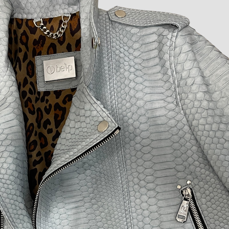 Python leather biker jacket