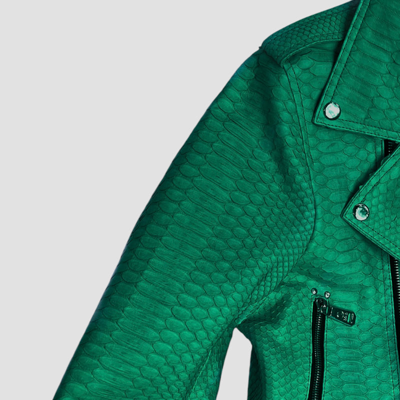 Python leather biker jacket
