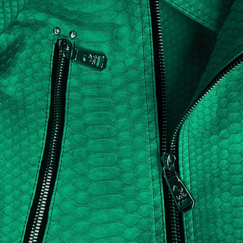 Python leather biker jacket