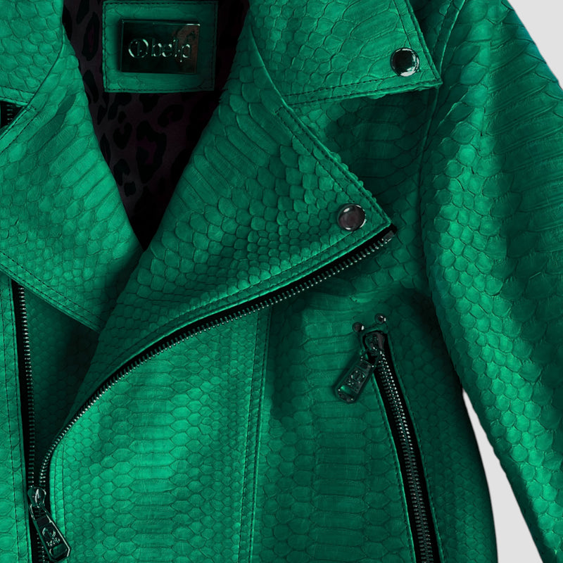 Python leather biker jacket