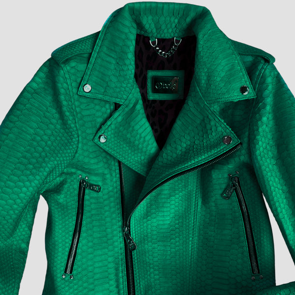 PYTHON LEATHER BIKER JACKET
