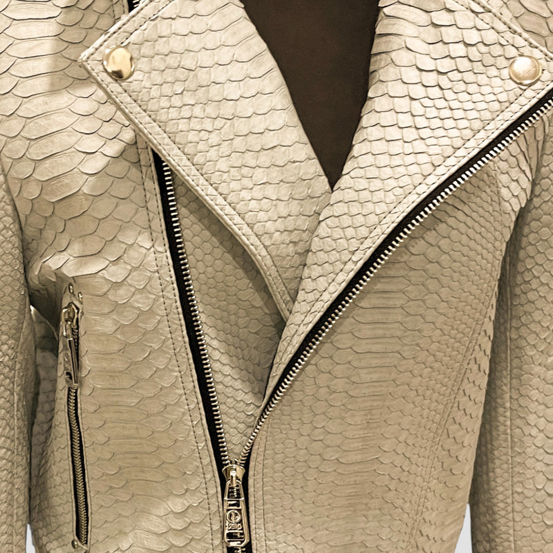 Python leather biker jacket