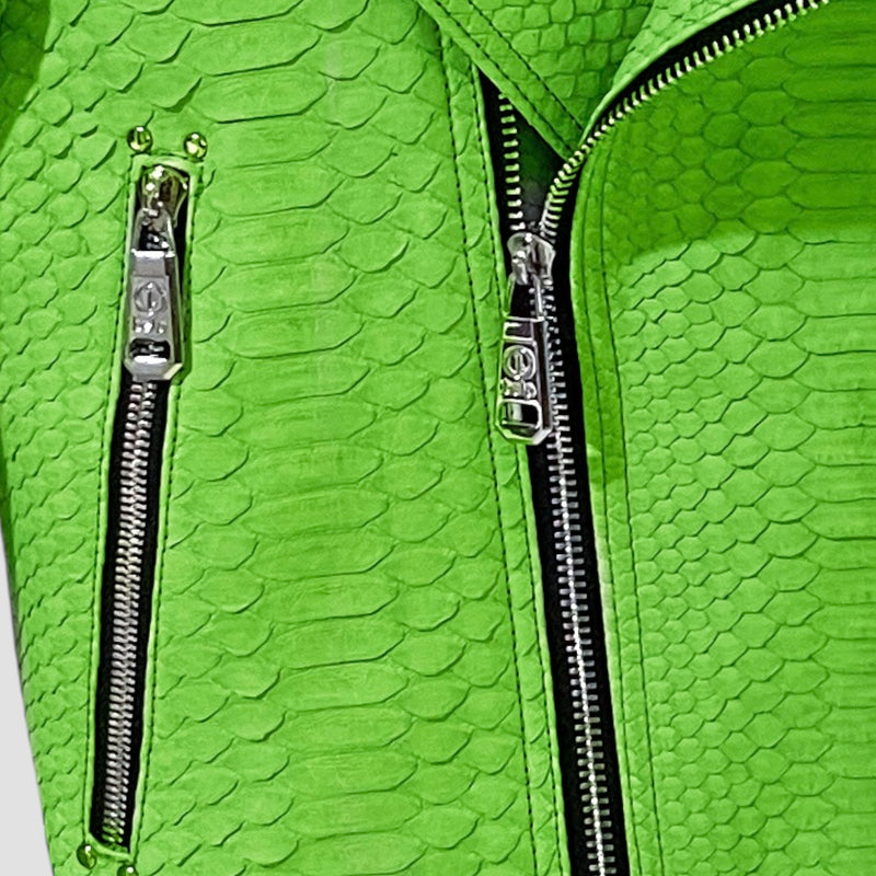 Python leather biker jacket