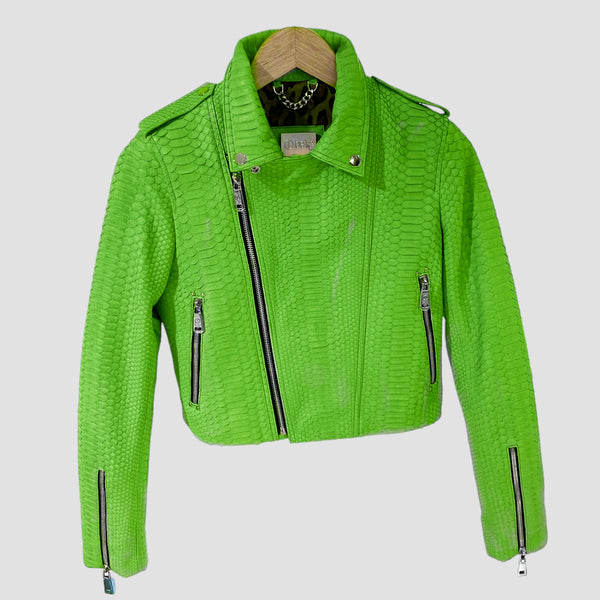 PYTHON LEATHER BIKER JACKET