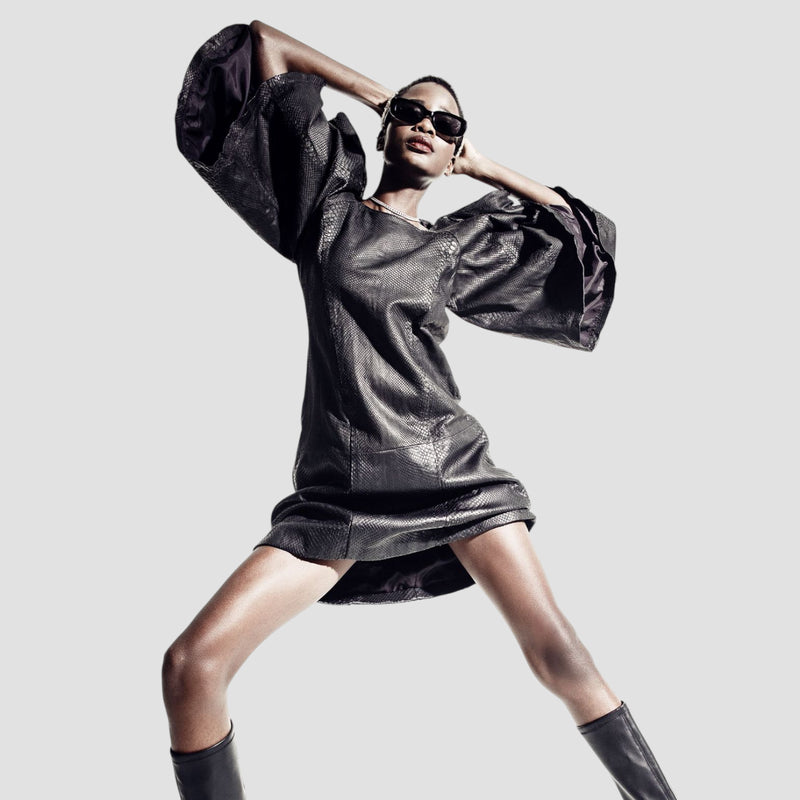 Python leather dress