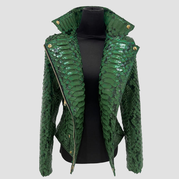 KING PYTHON LEATHER BIKER JACKET