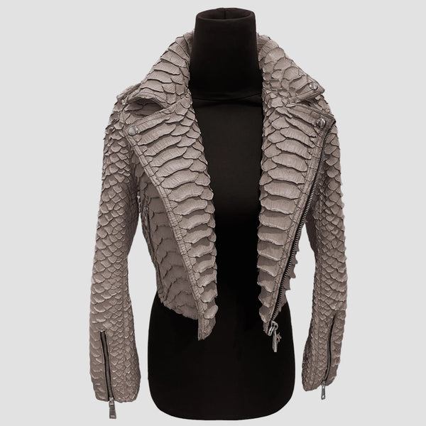 KING PYTHON LEATHER BIKER JACKET
