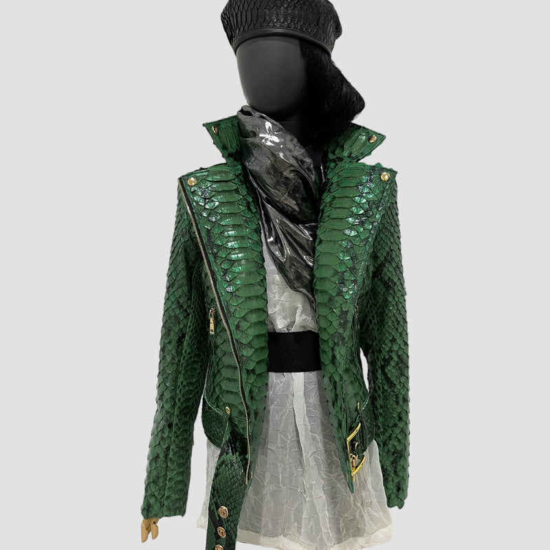 King python leather biker jacket