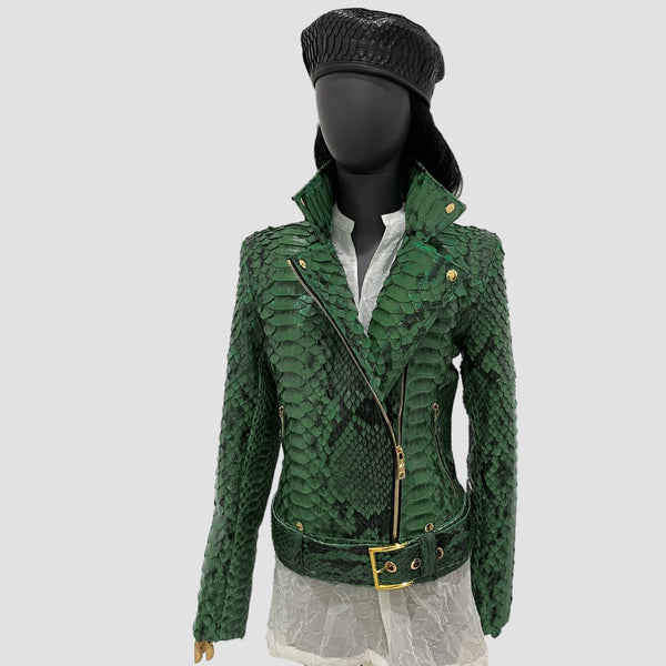 KING PYTHON LEATHER BIKER JACKET