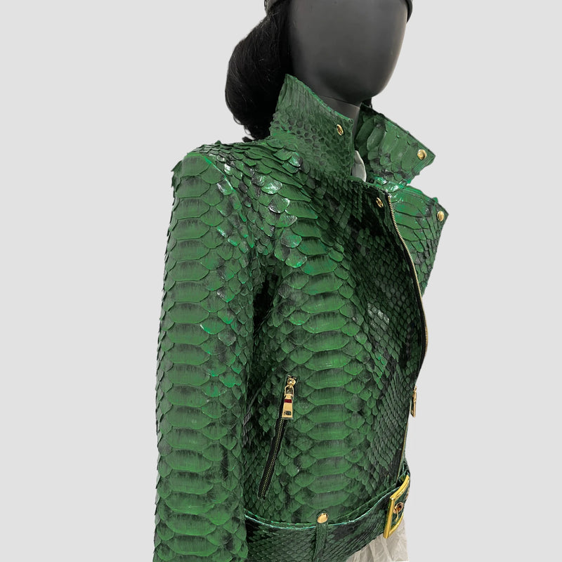 King python leather biker jacket