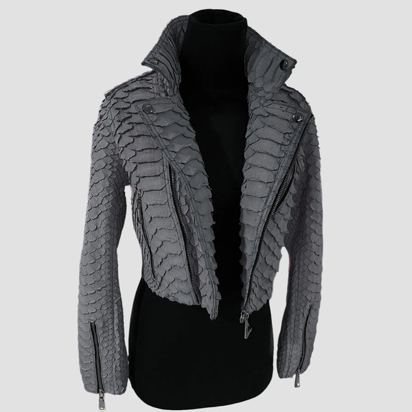 KING PYTHON LEATHER BIKER JACKET