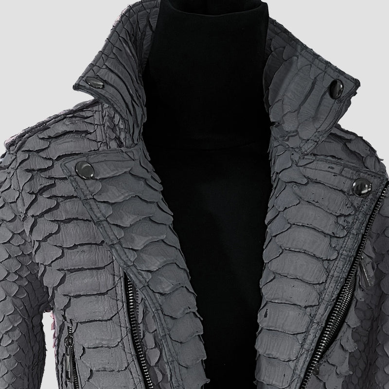 King python leather biker jacket