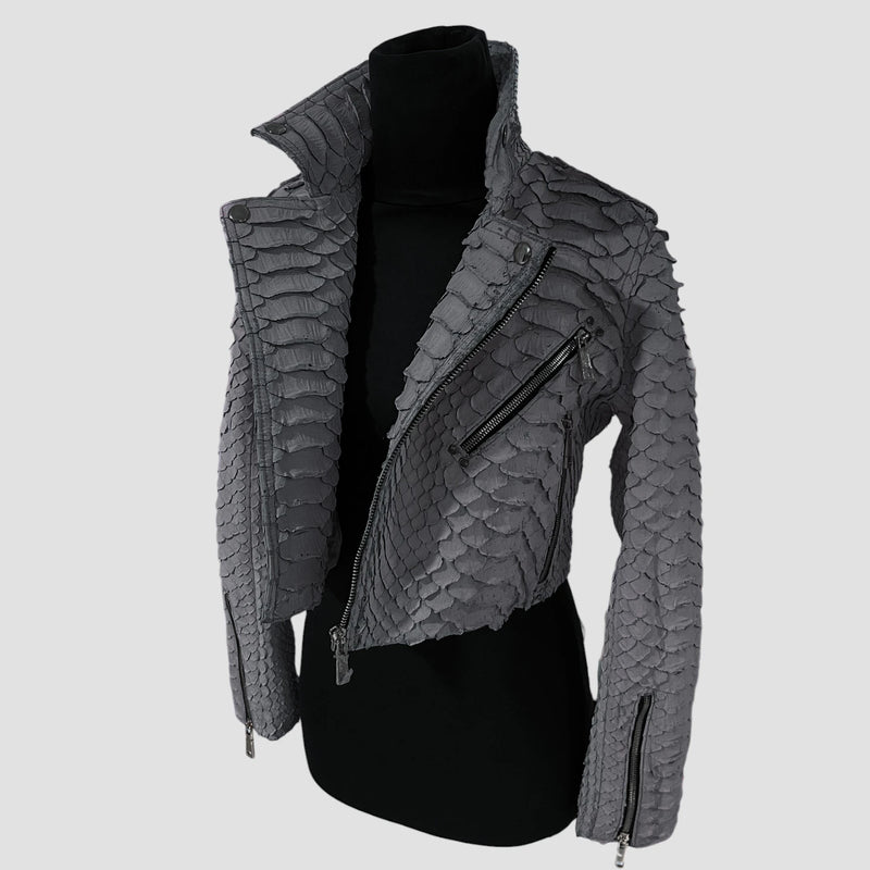 King python leather biker jacket