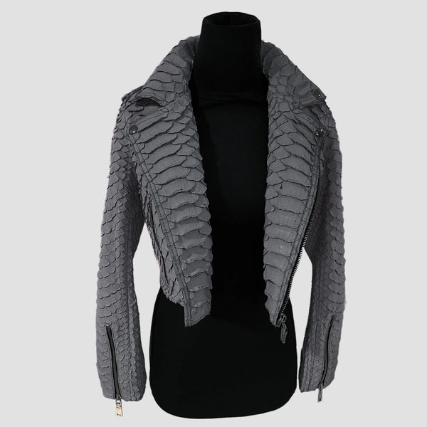 KING PYTHON LEATHER BIKER JACKET