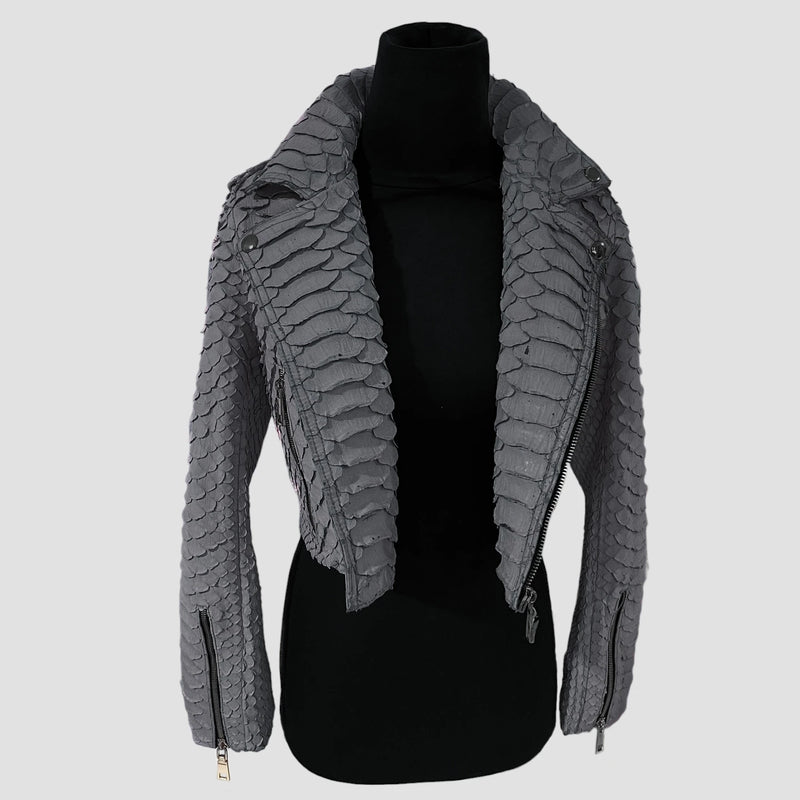 King python leather biker jacket
